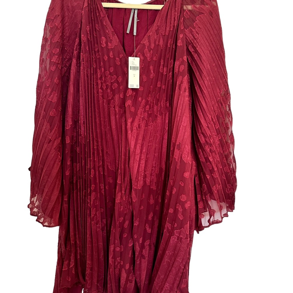 NWT Anthropologie Toulon Accordion Pleated Mini Dress Plum Small - Picture 4 of 8